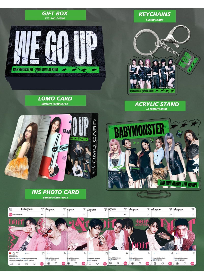 RTYY BABYMONSTER Album WE GO UP Gift Box With Lomo Cards, Acrylic Stand, Hand Account Tape, Keychain, Lanyard, Stickers, Photo Card - Image 5